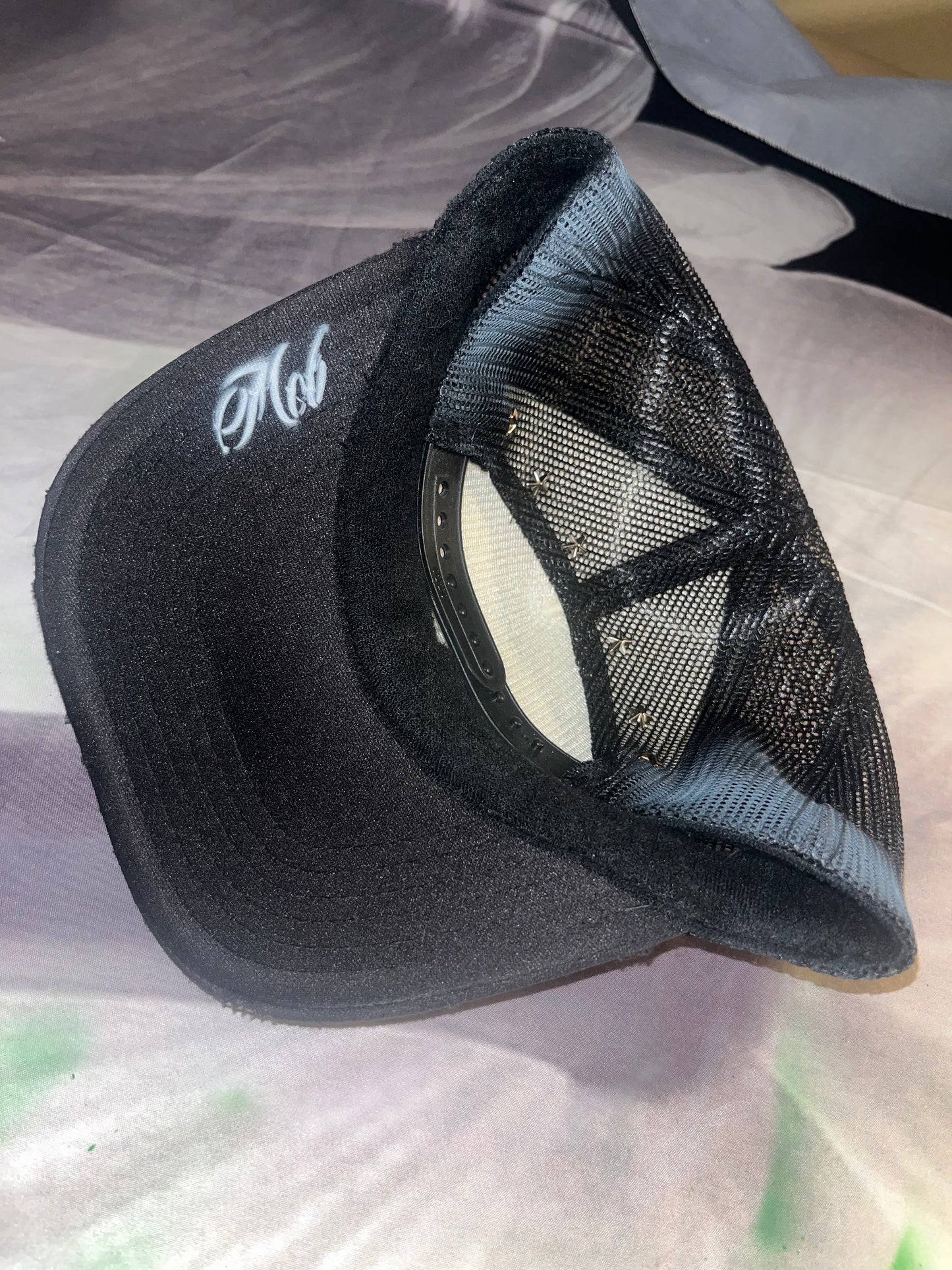Sky Blue “Gods Gift”Airbrushed 5 panel SnapBack Trucker Hat