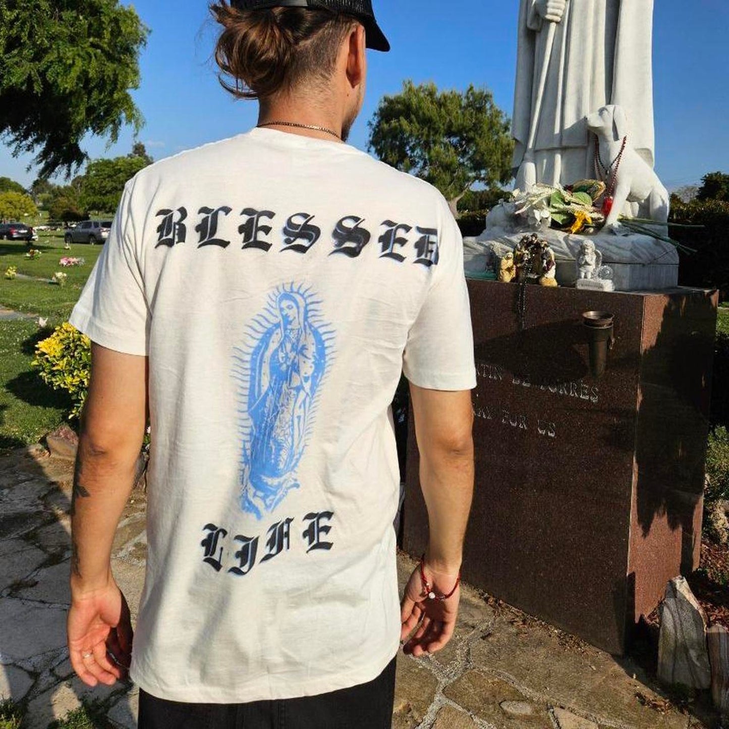 Blessed life Virgin mary Airbrushed Tshirt Safe to Wash
