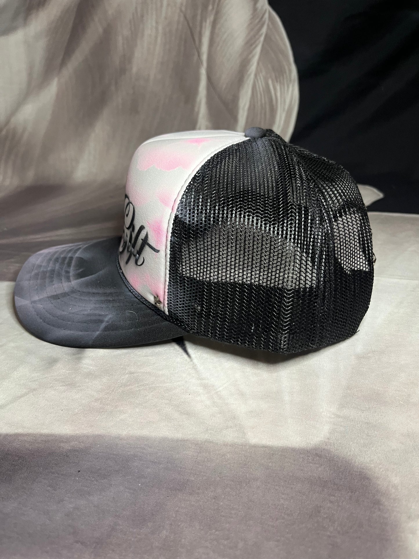 Pink “Gods Gift” Airbrushed 5 panel SnapBack Trucker Hat