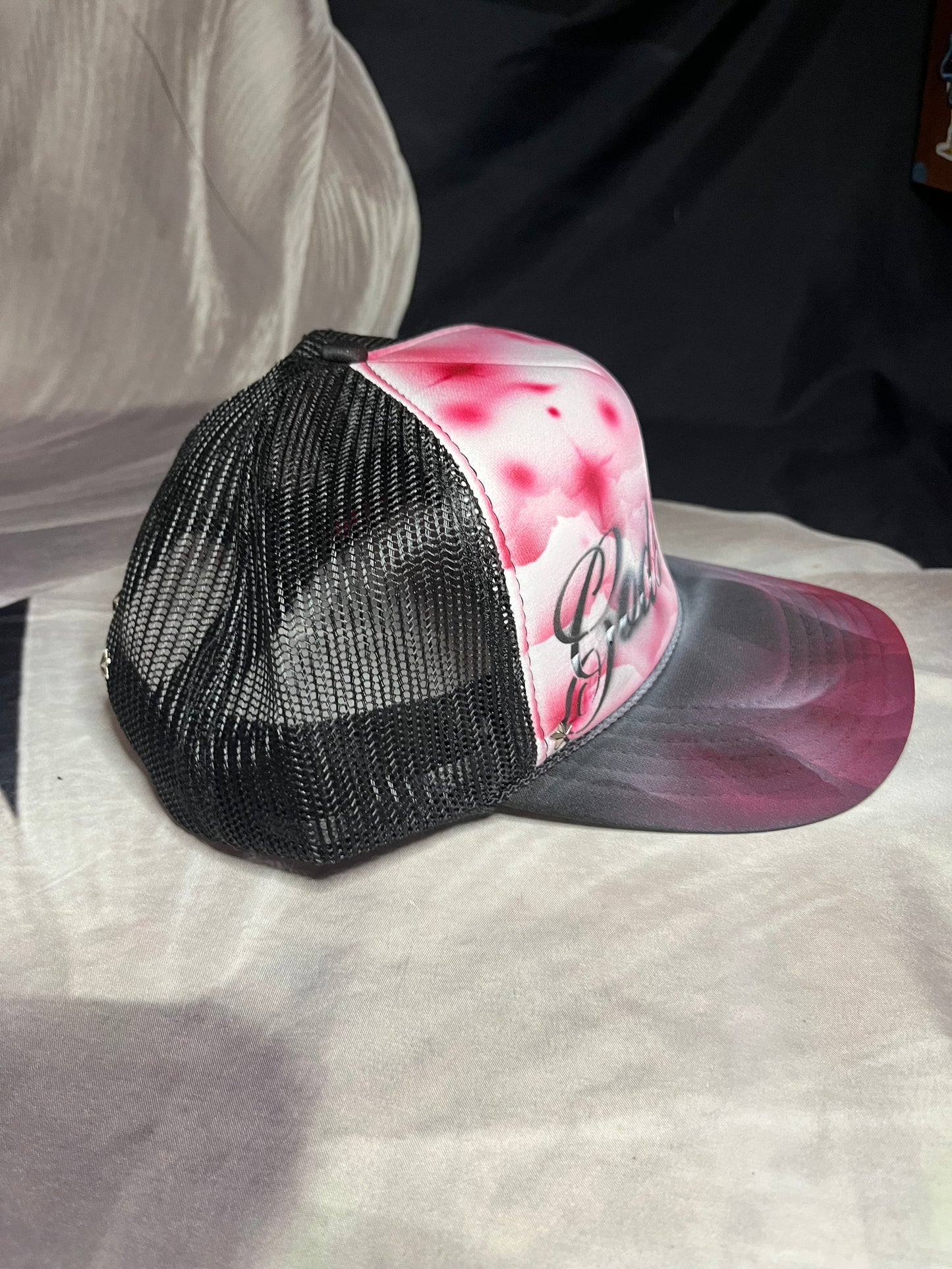 Red “Gods Gift” Airbrushed 5 panel SnapBack Trucker Hat