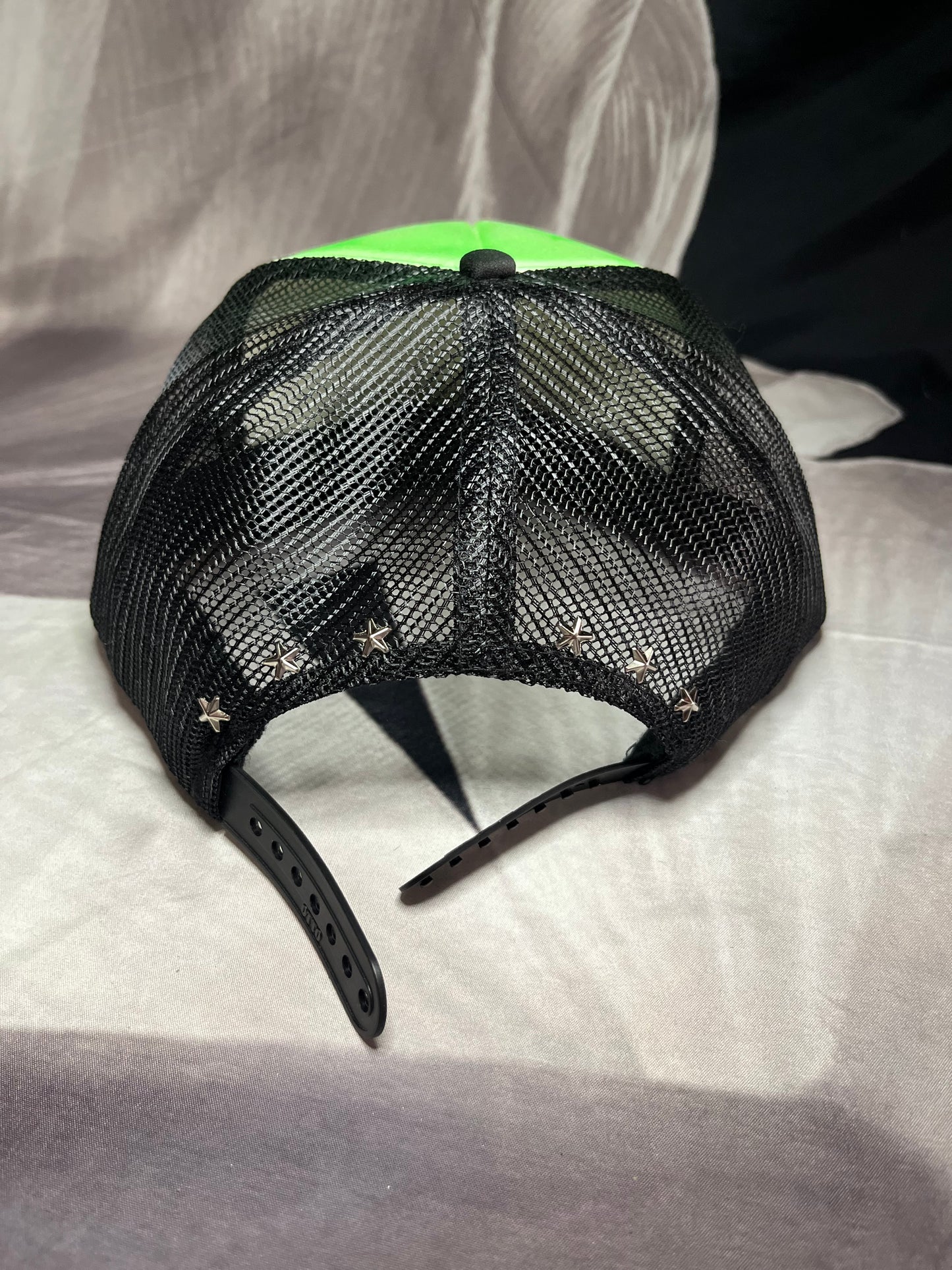 Neon Green “Gods Gift” Airbrushed 5 panel SnapBack Trucker Hat