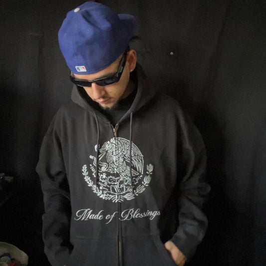 Diamond Encrusted Mexican flag M.O.B Zip up hoodie