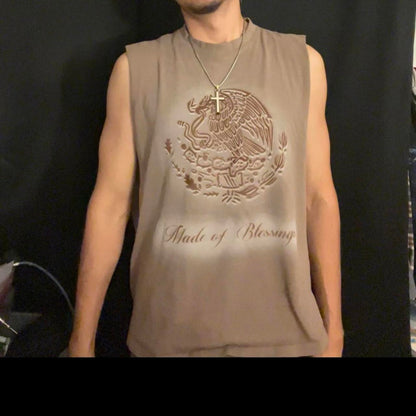 Mexican flag Made of Blessings airbrushed Sleeveless Tshirt