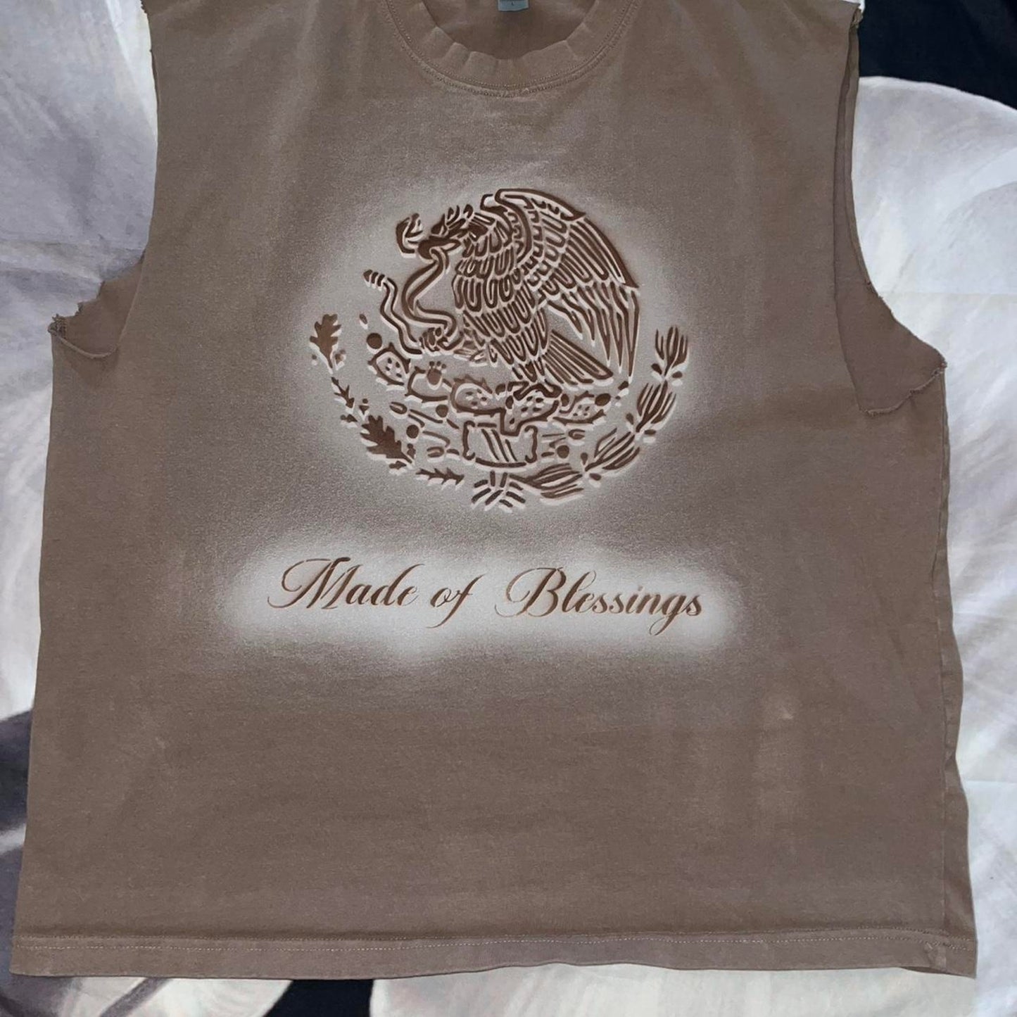 Mexican flag Made of Blessings airbrushed Sleeveless Tshirt