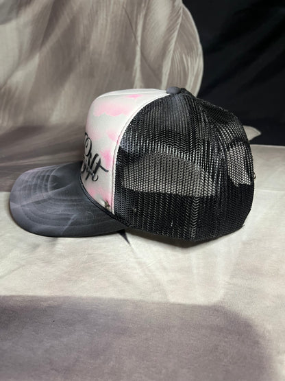 Pink “Gods Gift” Airbrushed 5 panel SnapBack Trucker Hat