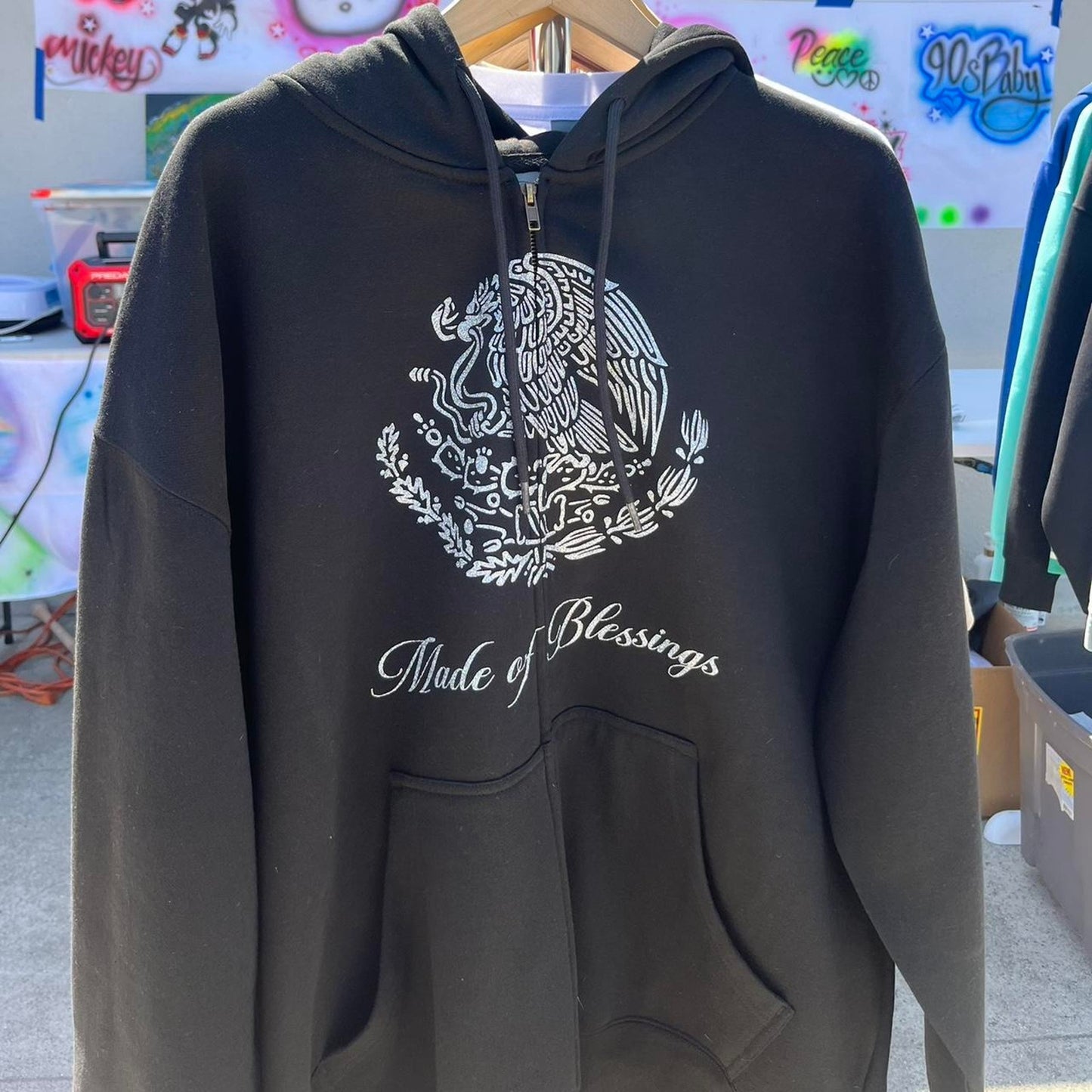 Diamond Encrusted Mexican flag M.O.B Zip up hoodie